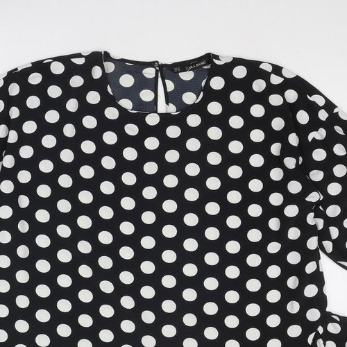 Zara Womens Black Polka Dot Polyester Basic Blouse Size XS Round Neck