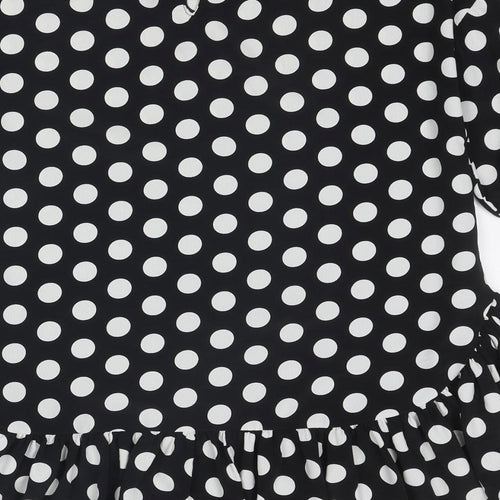 Zara Womens Black Polka Dot Polyester Basic Blouse Size XS Round Neck