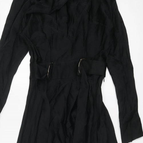 Massimo Dutti Womens Black Viscose Maxi Size 6 Round Neck Zip