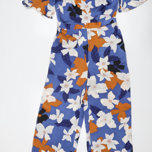 Mint Velvet Womens Blue Floral Polyester Jumpsuit One-Piece Size 8 Zip