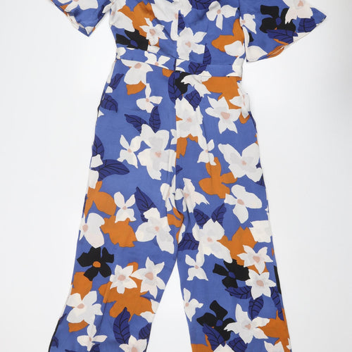 Mint Velvet Womens Blue Floral Polyester Jumpsuit One-Piece Size 8 Zip