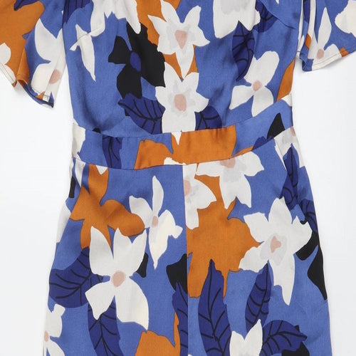 Mint Velvet Womens Blue Floral Polyester Jumpsuit One-Piece Size 8 Zip