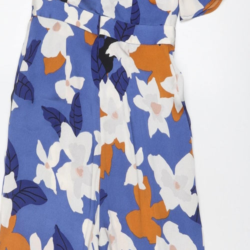 Mint Velvet Womens Blue Floral Polyester Jumpsuit One-Piece Size 8 Zip