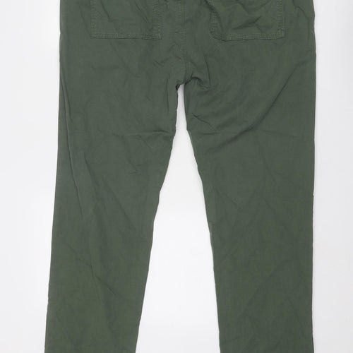Marks and Spencer Mens Green Cotton Chino Trousers Size 42 in Regular Zip