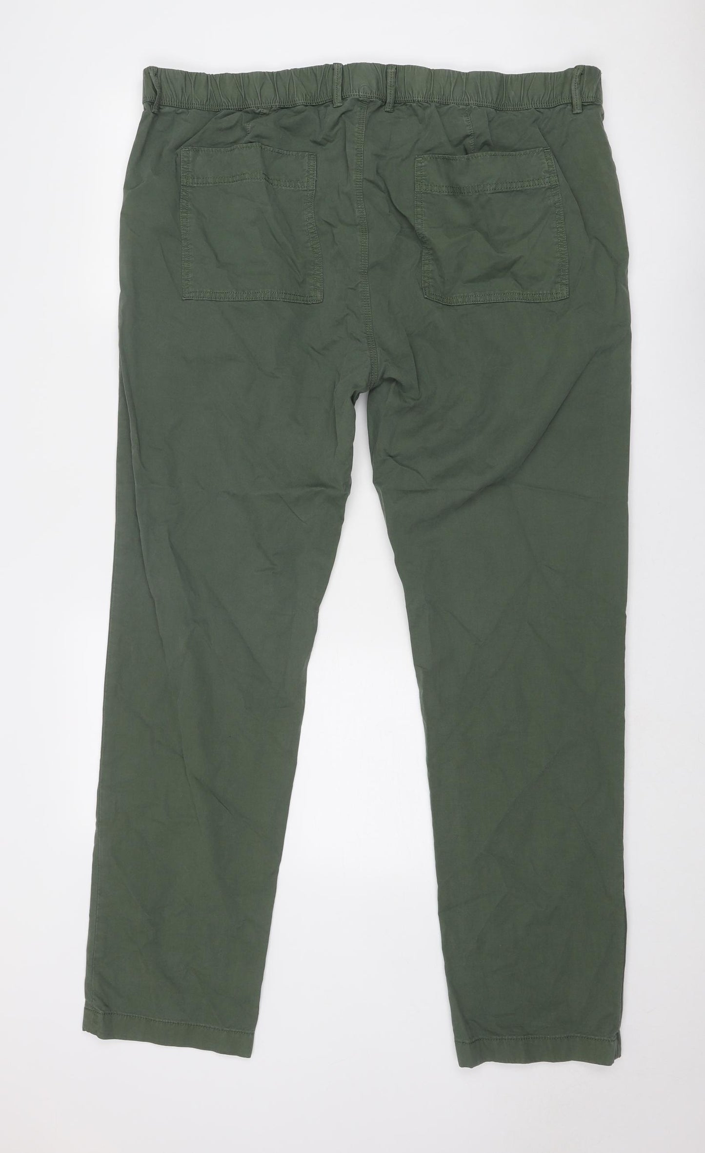 Marks and Spencer Mens Green Cotton Chino Trousers Size 42 in Regular Zip