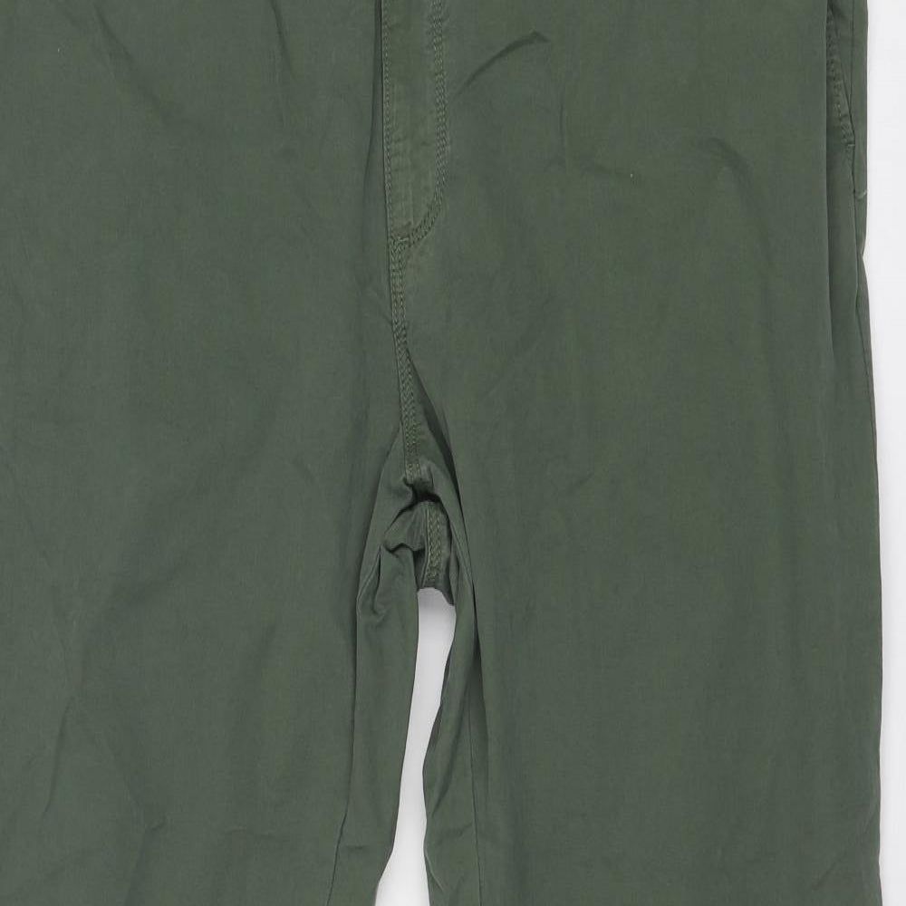 Marks and Spencer Mens Green Cotton Chino Trousers Size 42 in Regular Zip