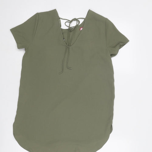 New Look Womens Green Polyester Basic Blouse Size 6 Round Neck - Floral Detail