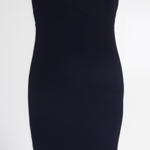 ASOS Womens Blue Polyester Bodycon Size 8 V-Neck Pullover