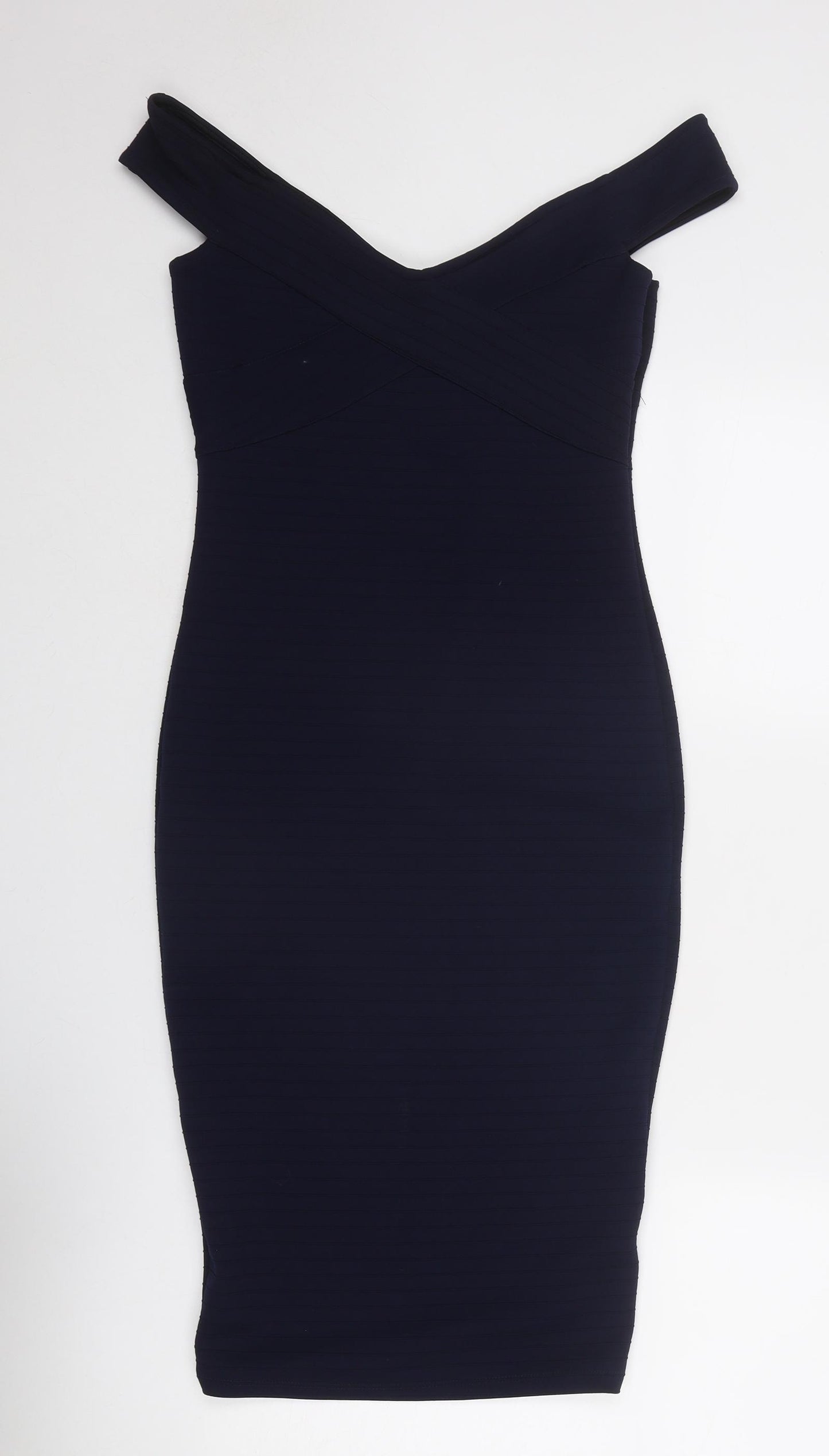 ASOS Womens Blue Polyester Bodycon Size 8 V-Neck Pullover