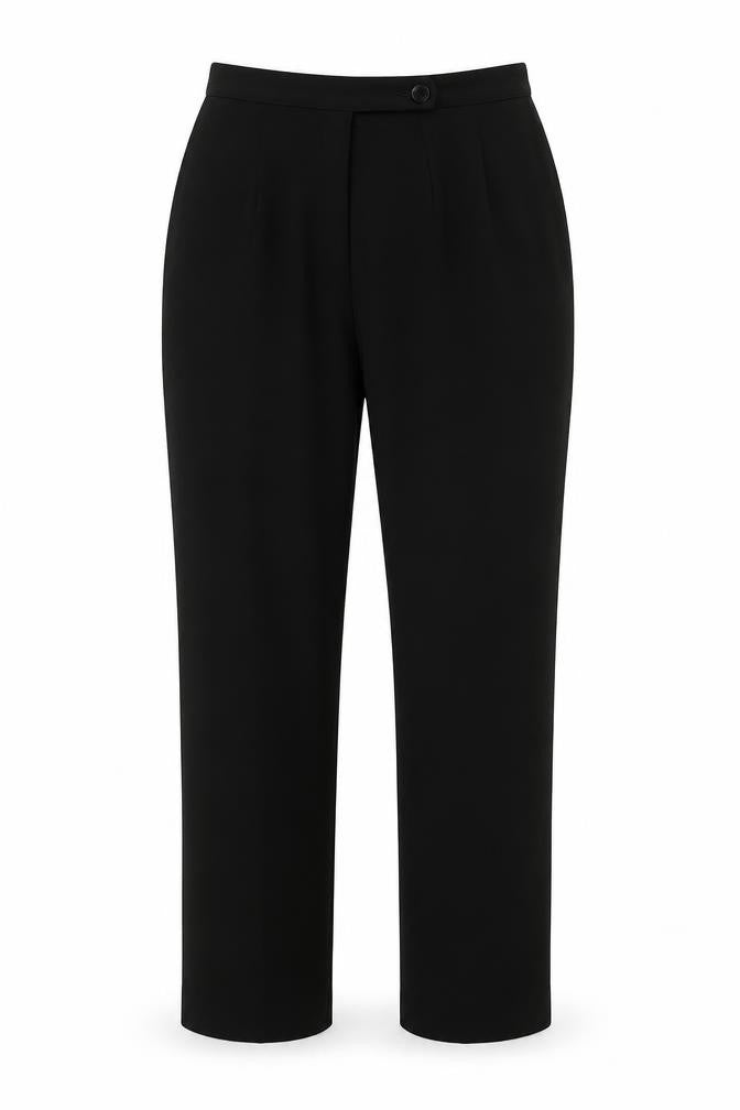 Front view of St Bernard women’s black polyester chino trousers, size UK 14, regular zip
