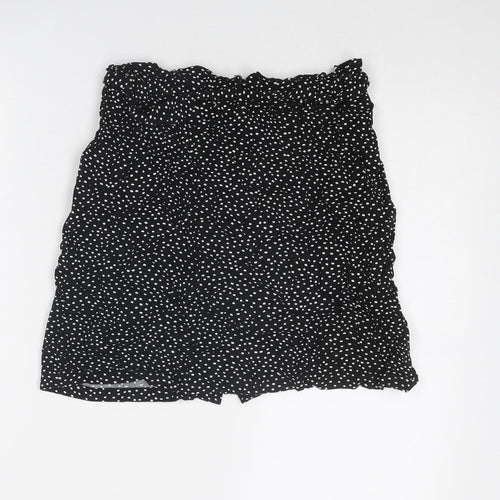 Oasis Womens Black Geometric Viscose A-Line Skirt Size 10 Button