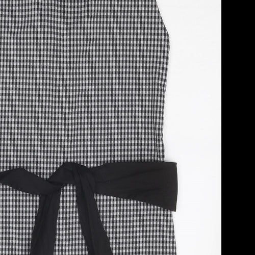 Antonelle Womens Black Check Polyamide Basic Blouse Size 16 Collared