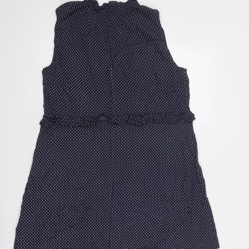 H&M Womens Blue Geometric Viscose A-Line Size 14 V-Neck Tie