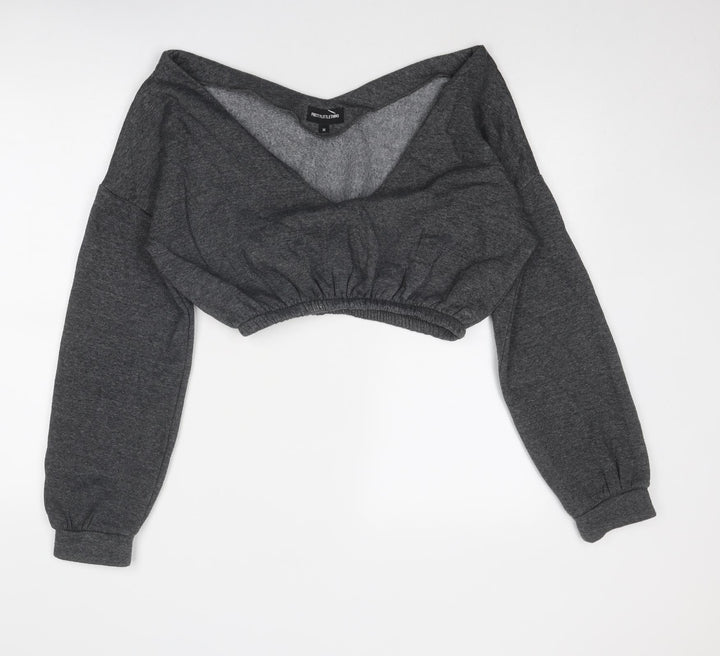 PRETTYLITTLETHING Womens Grey Polyester Pullover Sweatshirt Size M Pullover