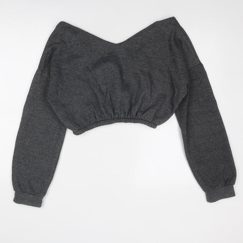 PRETTYLITTLETHING Womens Grey Polyester Pullover Sweatshirt Size M Pullover