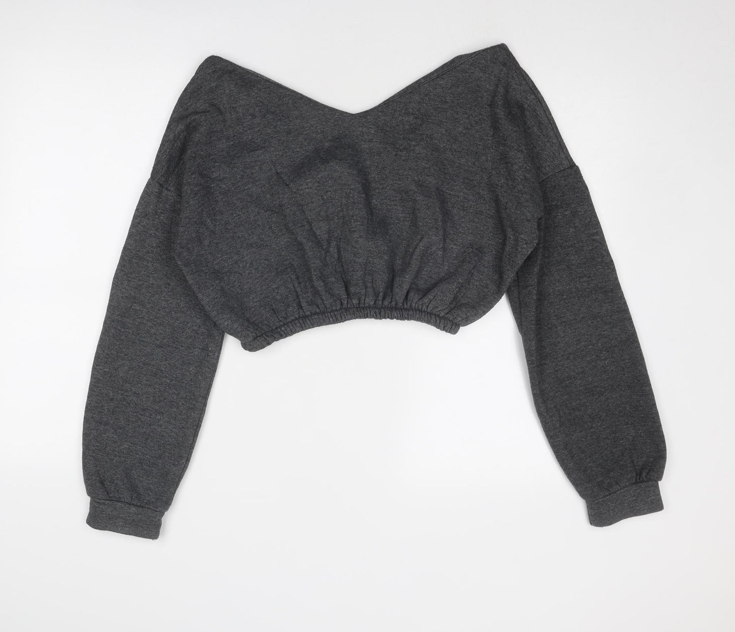PRETTYLITTLETHING Womens Grey Polyester Pullover Sweatshirt Size M Pullover