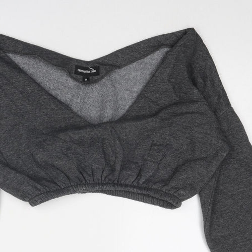 PRETTYLITTLETHING Womens Grey Polyester Pullover Sweatshirt Size M Pullover