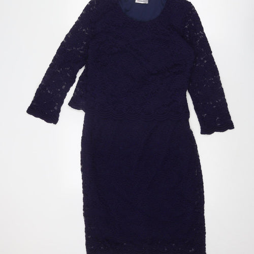 Damart Womens Blue Polyamide Sheath Size 10 Round Neck Pullover - Lace