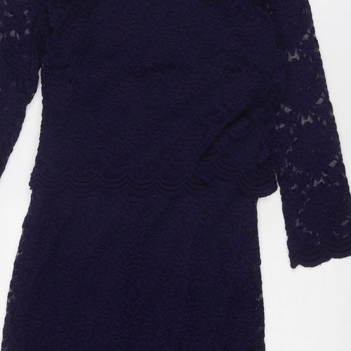 Damart Womens Blue Polyamide Sheath Size 10 Round Neck Pullover - Lace