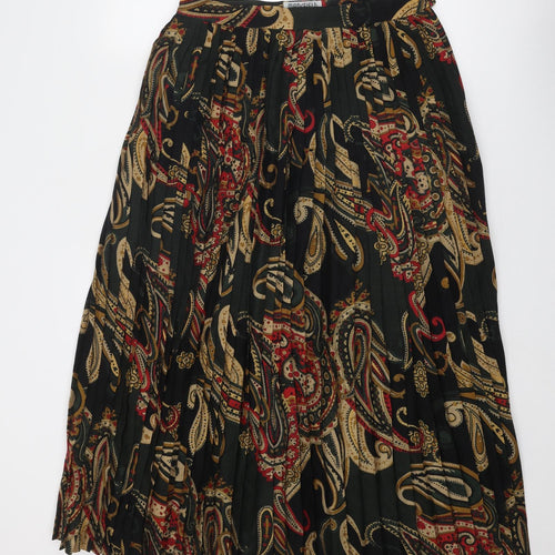 Mansfield Womens Multicoloured Geometric Wool Pleated Skirt Size 14 Zip