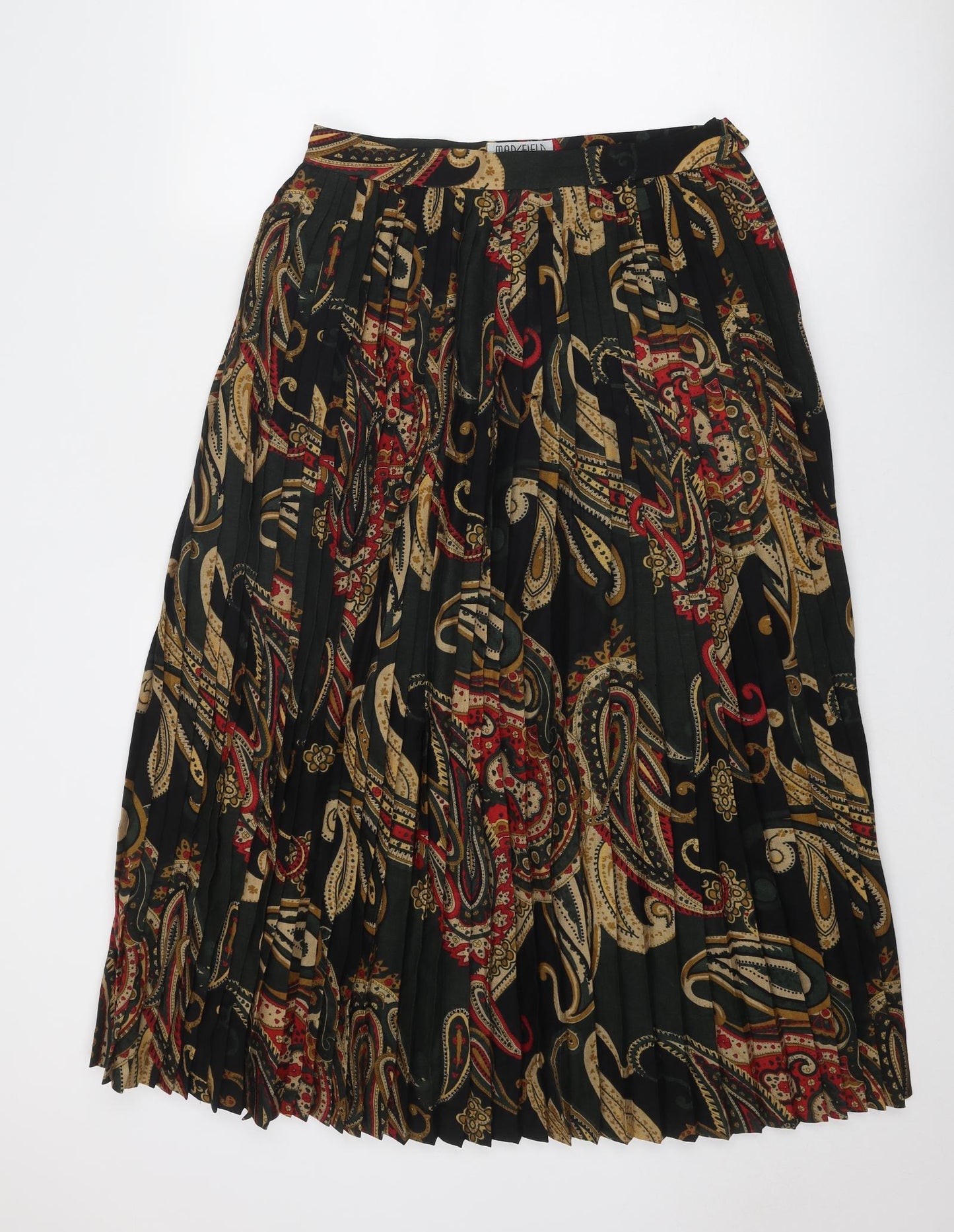 Mansfield Womens Multicoloured Geometric Wool Pleated Skirt Size 14 Zip