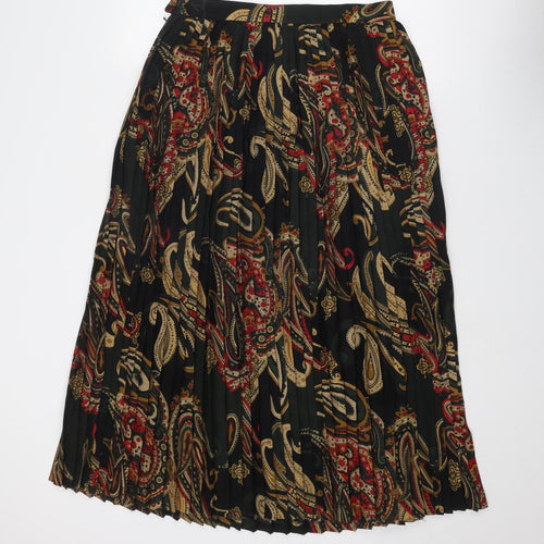 Mansfield Womens Multicoloured Geometric Wool Pleated Skirt Size 14 Zip