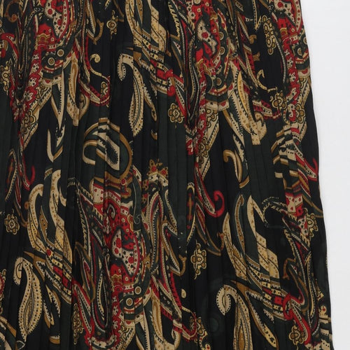 Mansfield Womens Multicoloured Geometric Wool Pleated Skirt Size 14 Zip