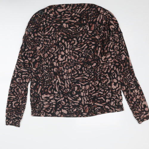 Dorothy Perkins Womens Black Boat Neck Geometric Polyester Pullover Jumper Size 10