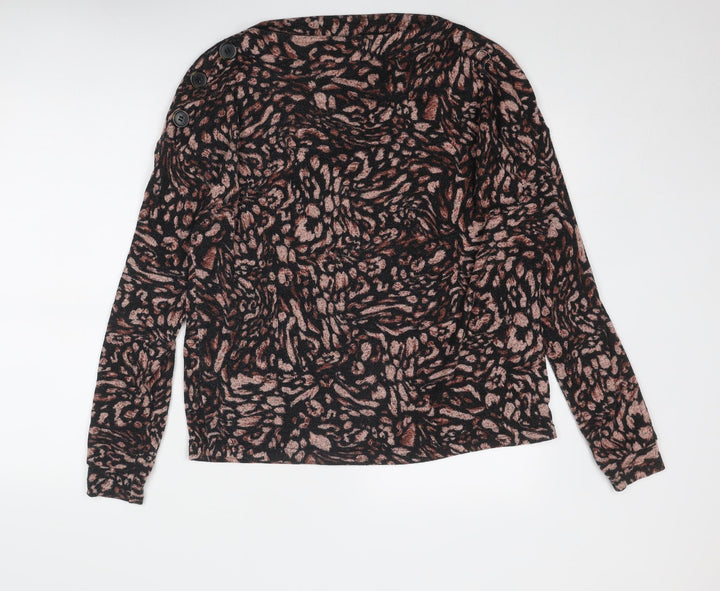 Dorothy Perkins Womens Black Boat Neck Geometric Polyester Pullover Jumper Size 10