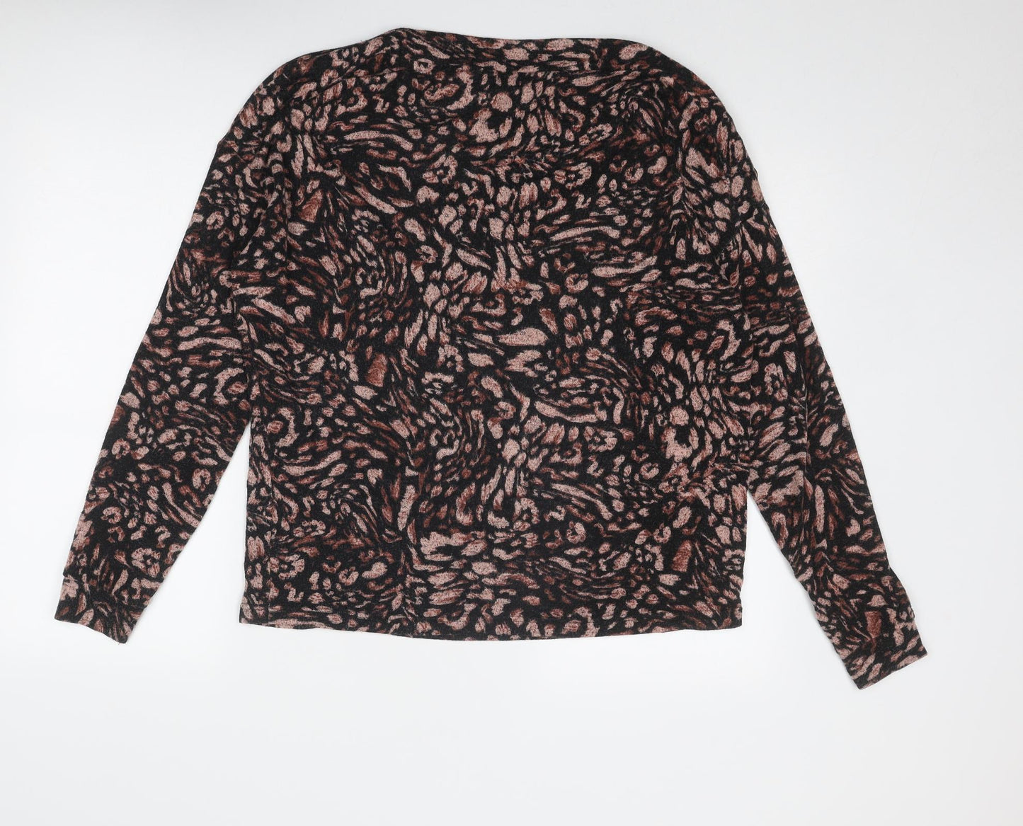 Dorothy Perkins Womens Black Boat Neck Geometric Polyester Pullover Jumper Size 10