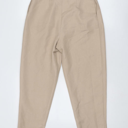ASOS Womens Beige Polyester Trousers Size 8 Regular Zip - Super high waist