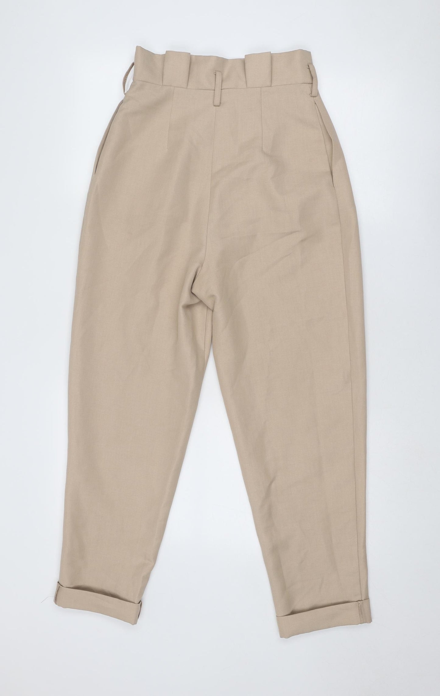 ASOS Womens Beige Polyester Trousers Size 8 Regular Zip - Super high waist
