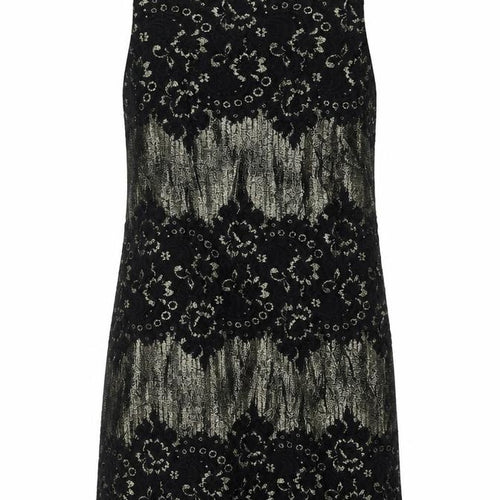 Oasis Womens Black Geometric Polyamide Shift Size 14 Boat Neck Zip - Lace Detail