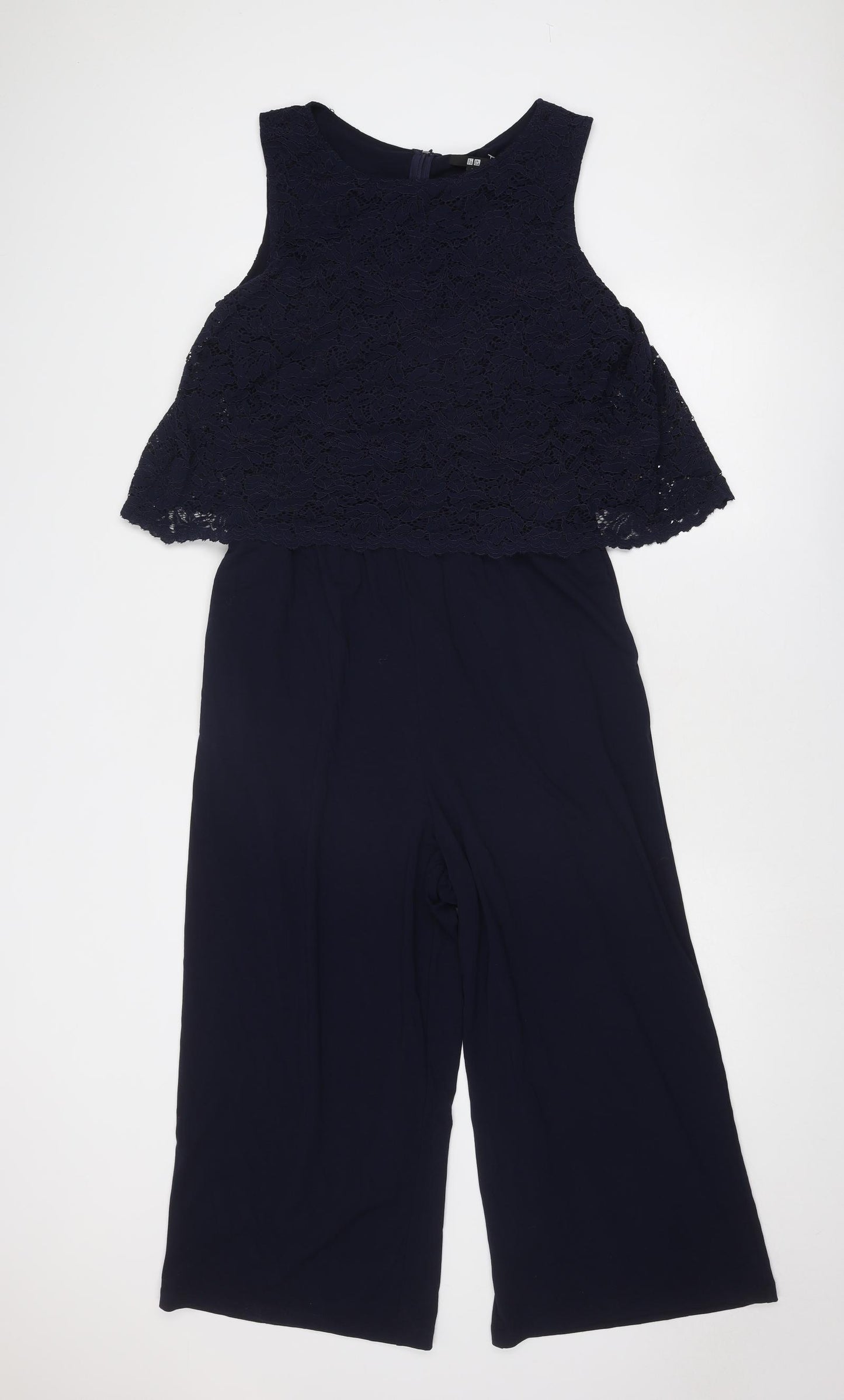 Uniqlo Womens Blue Polyester Jumpsuit One-Piece Size L Zip - Lace Top