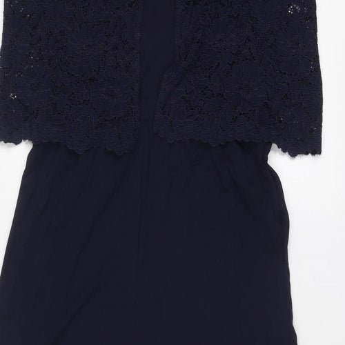 Uniqlo Womens Blue Polyester Jumpsuit One-Piece Size L Zip - Lace Top