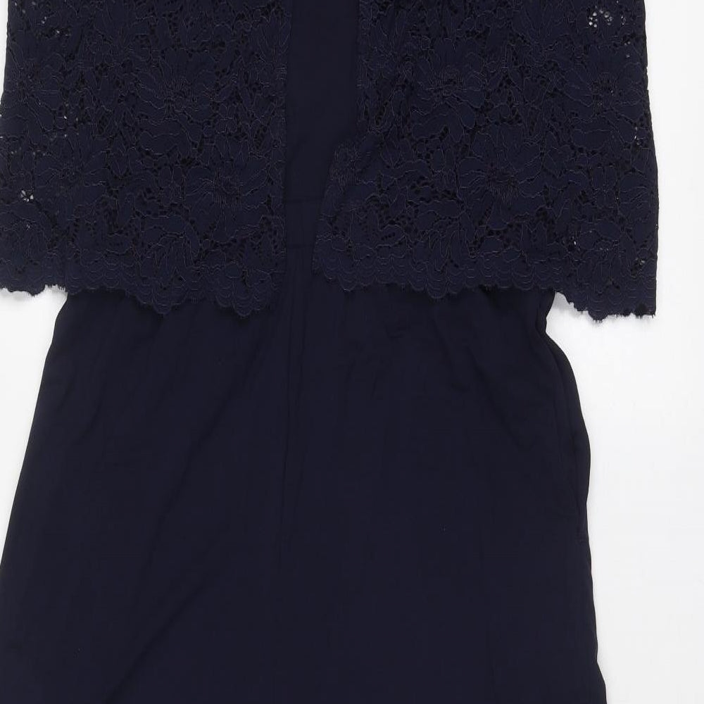 Uniqlo Womens Blue Polyester Jumpsuit One-Piece Size L Zip - Lace Top