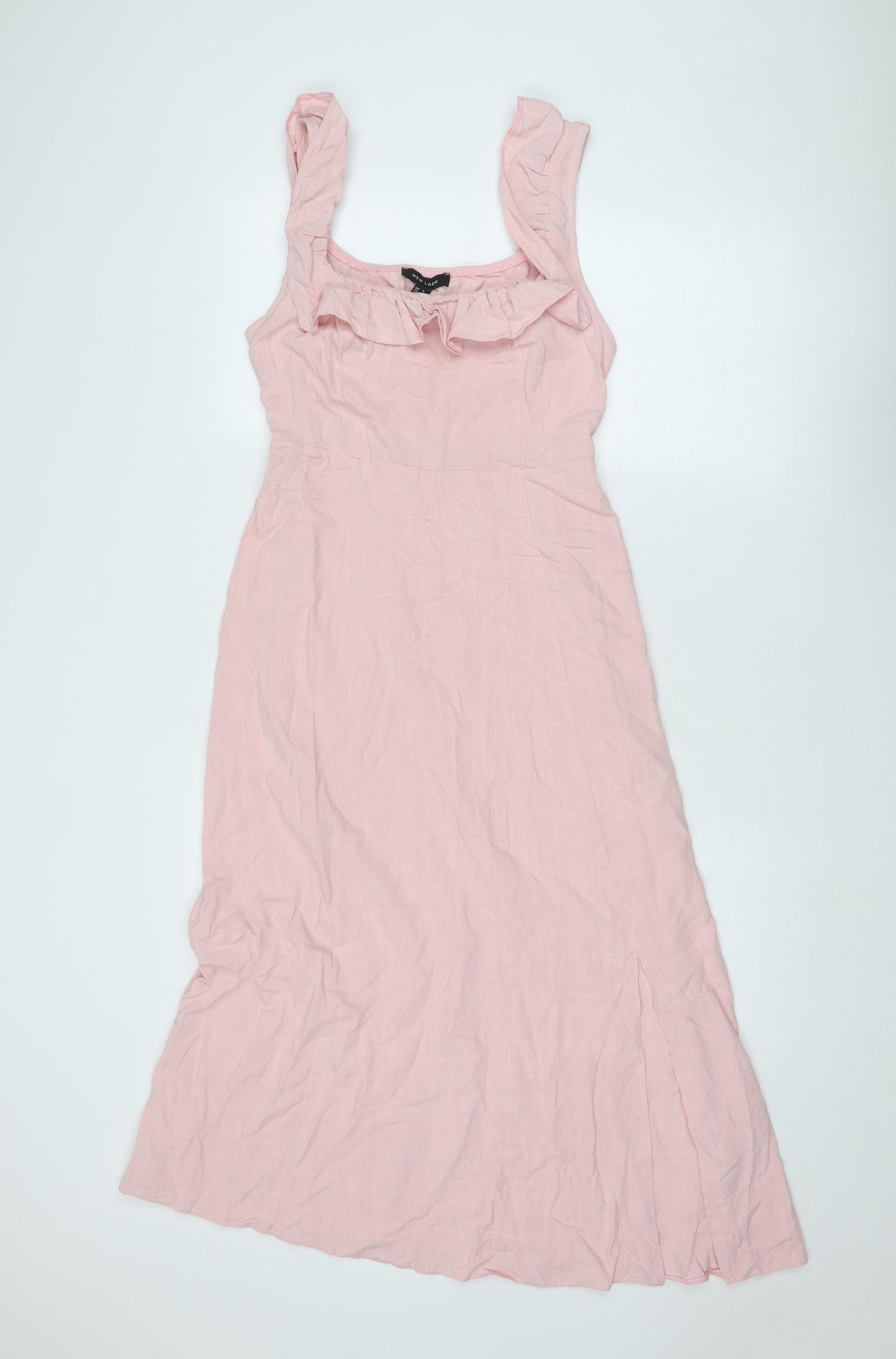 New Look Womens Pink Viscose Maxi Size 8 Square Neck Pullover