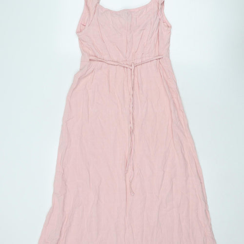 New Look Womens Pink Viscose Maxi Size 8 Square Neck Pullover