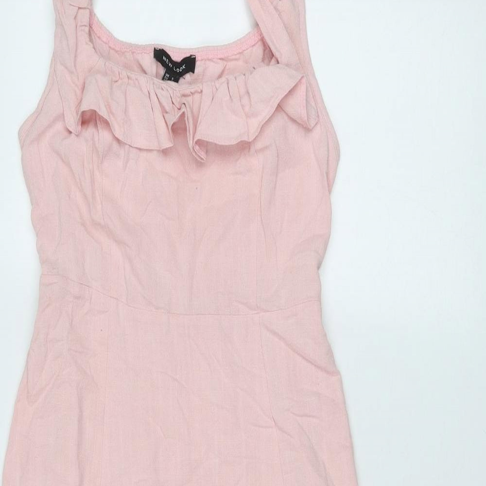 New Look Womens Pink Viscose Maxi Size 8 Square Neck Pullover