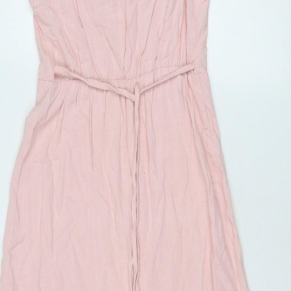 New Look Womens Pink Viscose Maxi Size 8 Square Neck Pullover