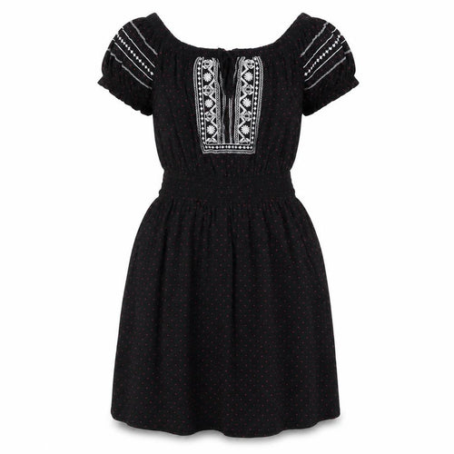 Topshop Womens Black Geometric Cotton Fit & Flare Size 10 Round Neck Pullover