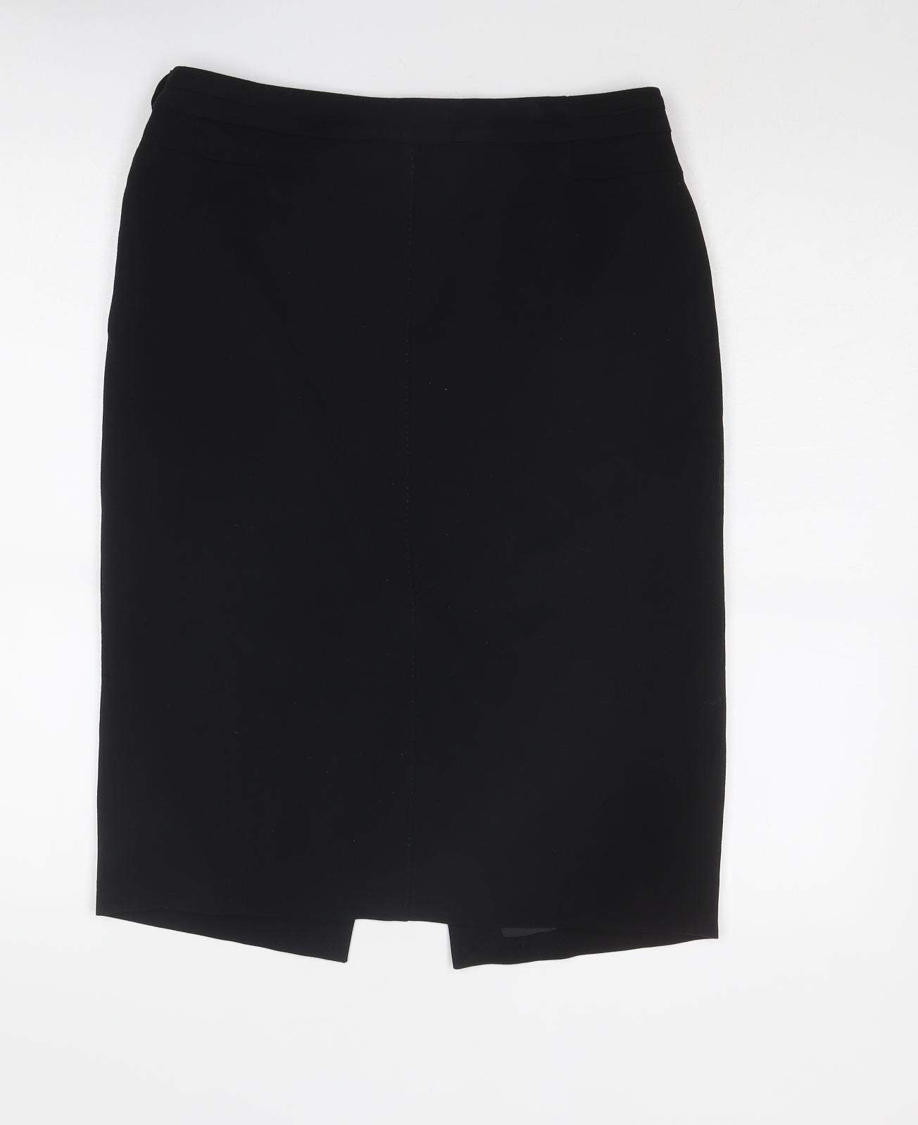 Debenhams Womens Black Polyester A-Line Skirt Size 12 Zip