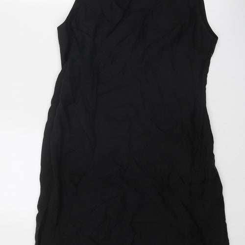 French Connection Womens Black Cupro Shift Size 12 Round Neck Zip