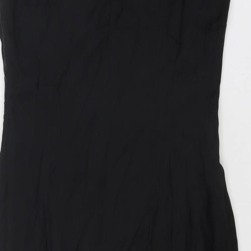 French Connection Womens Black Cupro Shift Size 12 Round Neck Zip