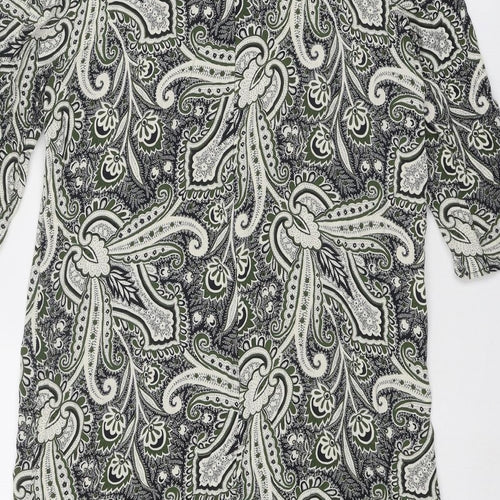 Topshop Womens Multicoloured Geometric Viscose Ball Gown Size 12 Round Neck Zip