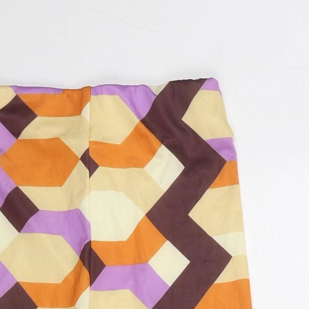 Zara Womens Multicoloured Geometric Polyester Sweat Shorts Size S Regular Pull On