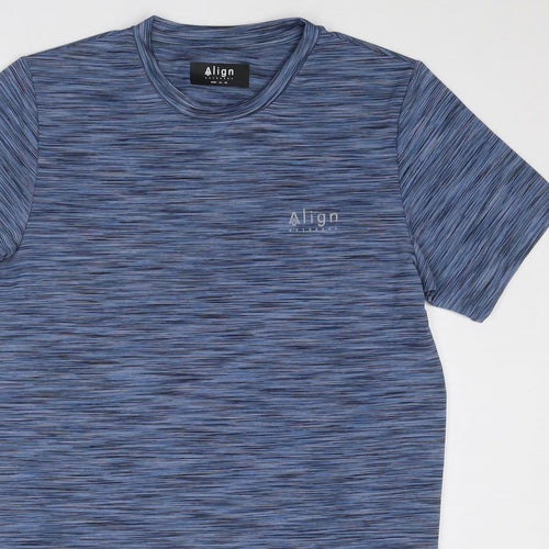 Align Boys Blue Geometric Polyester Basic T-Shirt Size 14-15 Years Round Neck Pullover