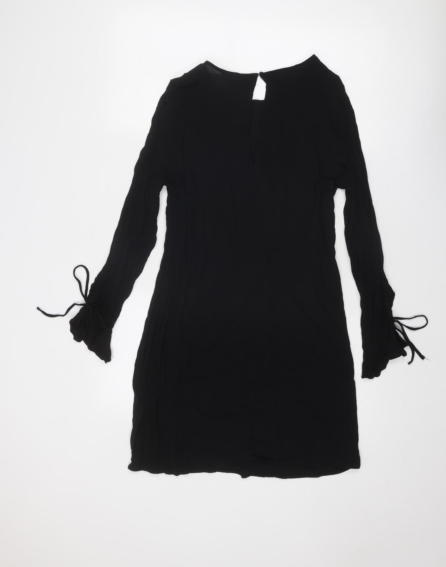 H&M Womens Black Viscose A-Line Size 10 Round Neck Button
