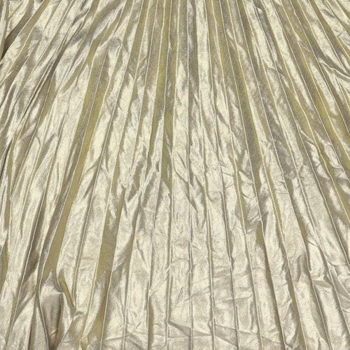 Marks and Spencer Womens Gold Polyester Pleated Skirt Size 14