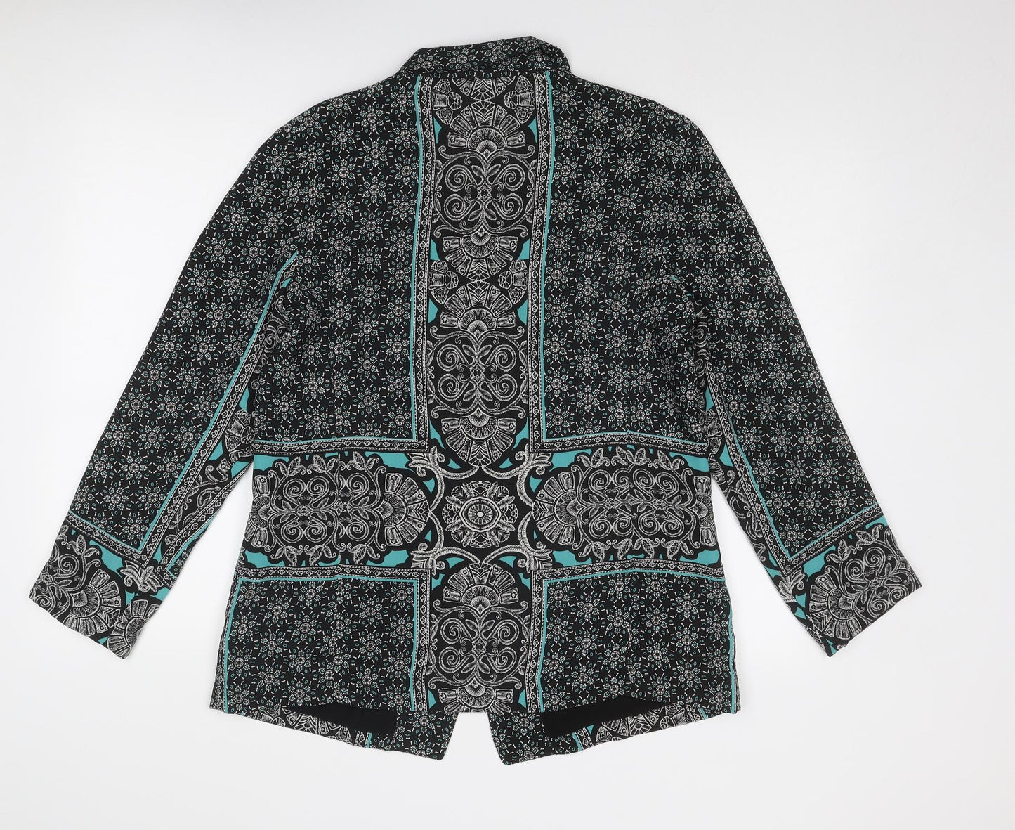 New Look Womens Black Geometric Jacket Blazer Size 14 Button